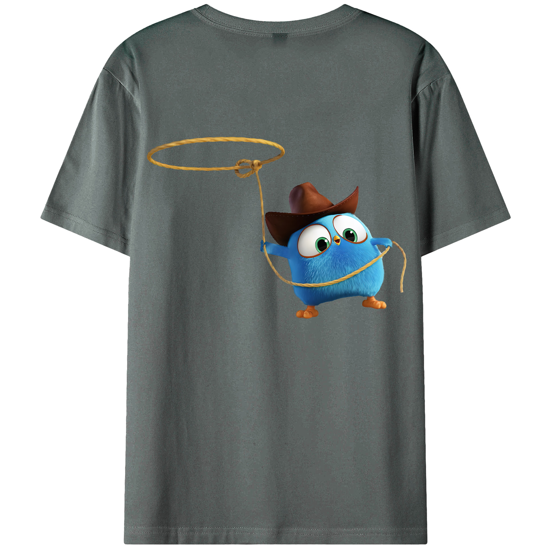 （画像用） Angry Birds アングリーバード 綿100％ メンズ半袖Tシャツ（バックプリント） 通気性